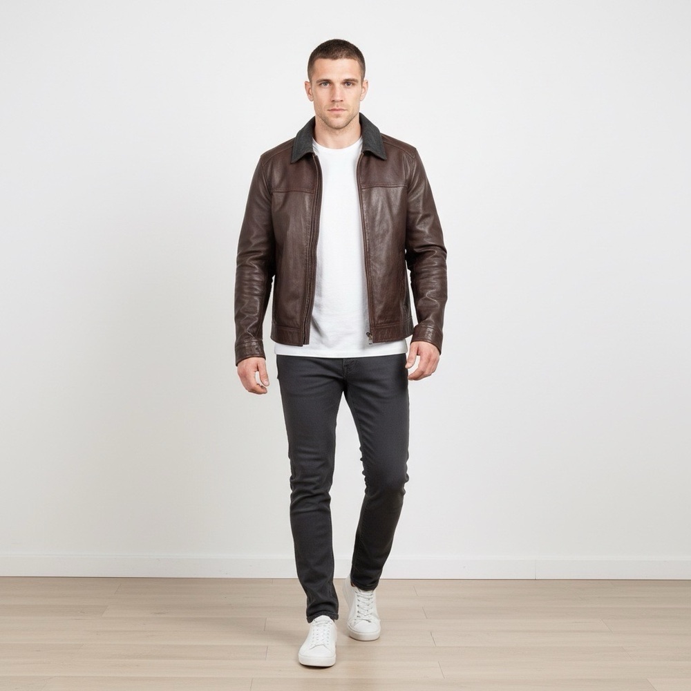Vintage 90s Leather Quilt lined Bomber Jacket SMALL